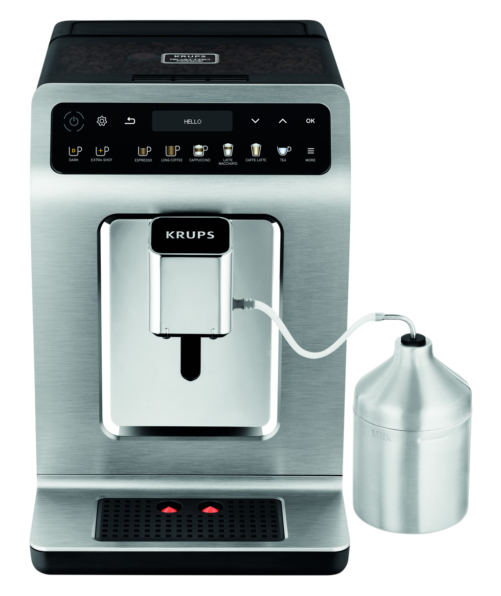 KRUPS Evidence, Krups, Machine à café à grains, 14 recettes café et latte, Carafe à lait, KRUPS EA894T10