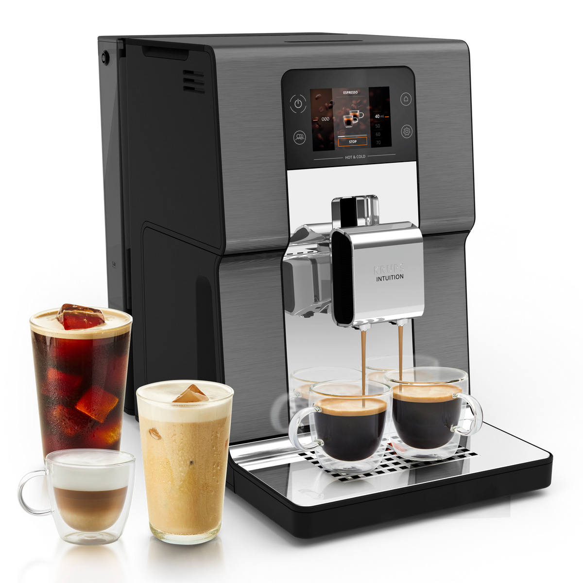 KRUPS Intuition Experience Hot&amp;Cold, Machine espresso automatique, 36&nbsp;recettes, KRUPS EA879NE0