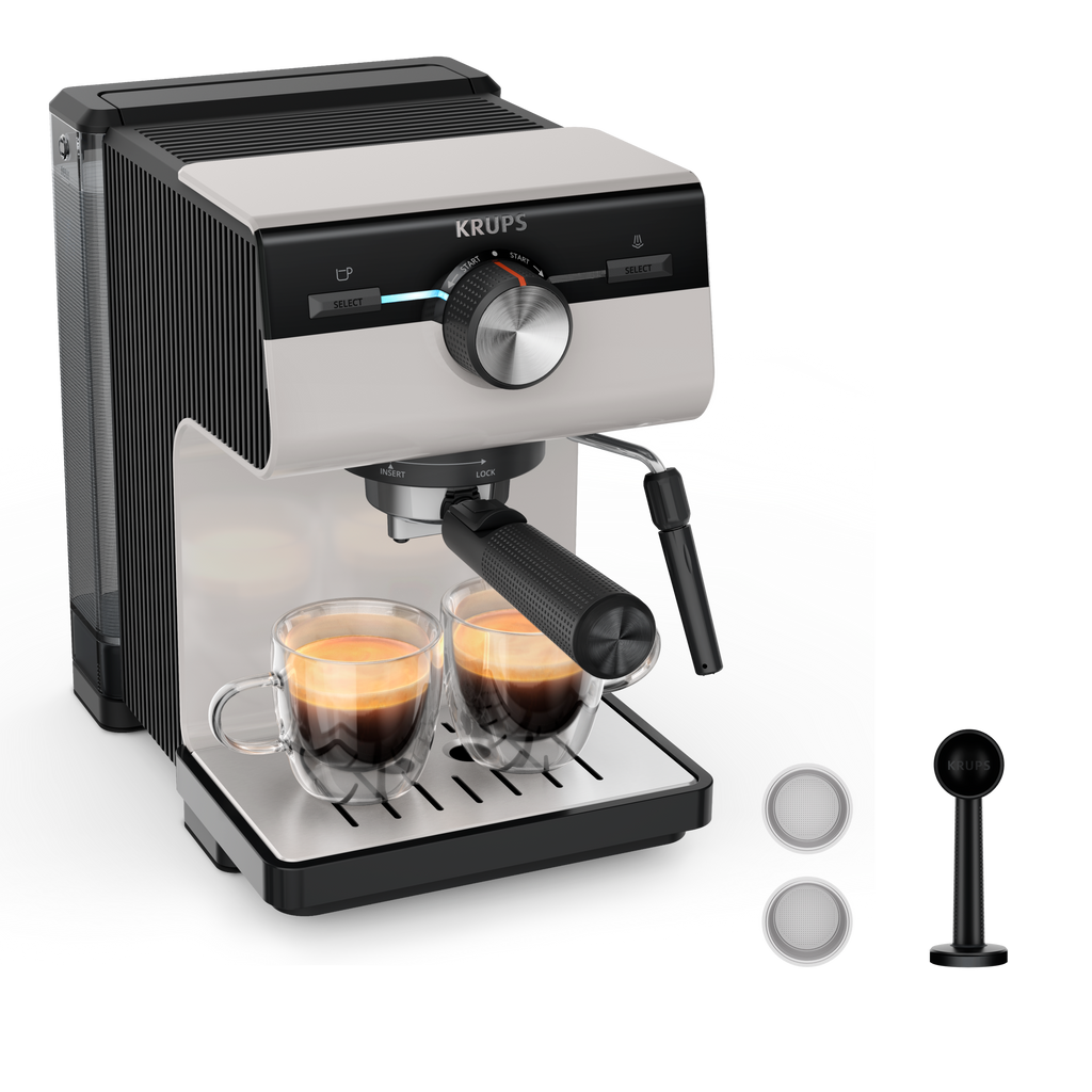 KRUPS Authentic, Machine espresso manuelle, Gris clair, KRUPS XP381B10