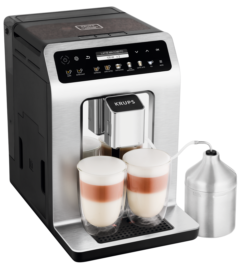 KRUPS Evidence, Krups, Machine à café à grains, 14 recettes café et latte, Carafe à lait, KRUPS EA894T10
