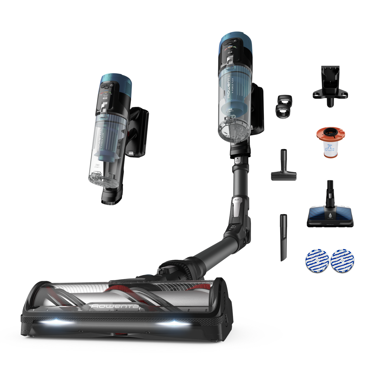X-Force Flex&nbsp;14.80, Aspirateur balai laveur sans fil, 240&nbsp;AW, 90 min, Tête aqua