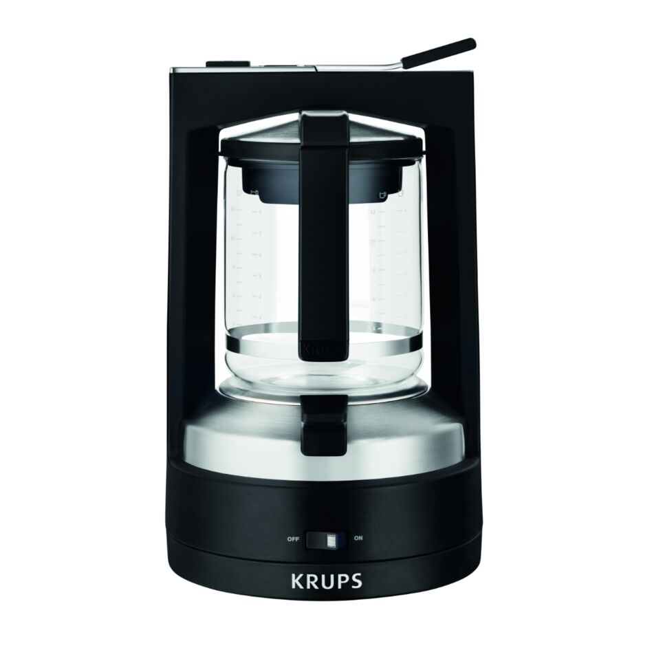 KRUPS Moka, cafetière filtre pression, noir inox, 12 tasses, KRUPS KM468910