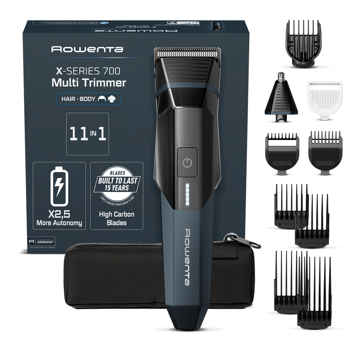 X-Series 700, Tondeuse multifonction 11-en-1, Lames en acier inoxydable carbone auto-affûtantes